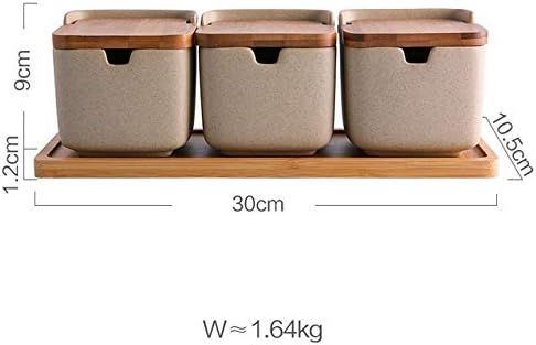 Gray Ceramics Spice Jar Sugar salt Jar Suit Kitchen Storage Seasoning Tool with Lid