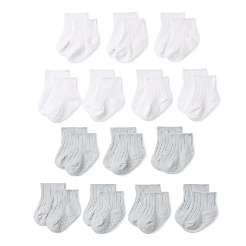 Image of Amazon Essentials Unisex Babies' Non Slip Grip Ribbed Ankle Socks