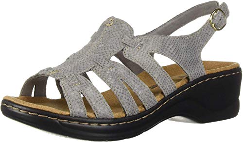Clarks Women's Lexi Marigold Q Platform, Light Grey Snake Print, 5 Medium US