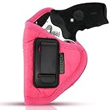IWB Woman Pink Revolver Holster - Houston - ECO Leather Concealed Carry Soft | Suede Interior for Maximum Protection Fits Any 38 J Frames, S&W, Charter Arms, Rossi 38, Taurus,BG (Left) (CHPK-60-LH)