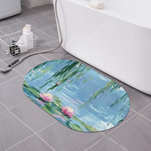 SHFJASBNUMG Tappeto da bagno con fiori di loto verde rami di salice tappetino da doccia ninfee tappetino diatomacee per pavimento del bagno cucina bancone vasca 40 x 60 cm