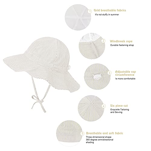 Zando Baby Girl Sun Hat Infant Wide Brim Hats Baby Boy Beach Hat Upf 50+ Toddler Caps For Boys Girls Baby Bucket Hat Beige 0-6 Months #TOP4