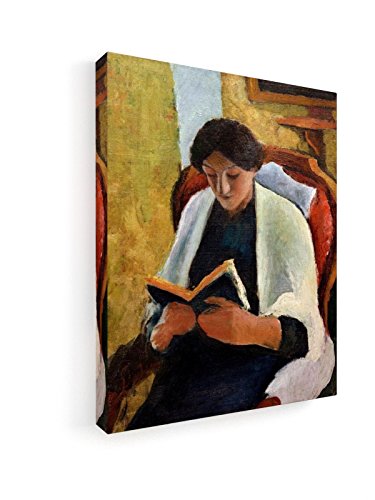 weewado Mujer de la Lectura en el sillón Rojo - August Macke 60x75 cm Prima Impresiones sobre Lienzo - Muro de Arte - Old Masters/Museum