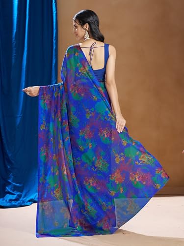 Image of Garden Vareli Nara Chiffon Abstract Floral Print Saree