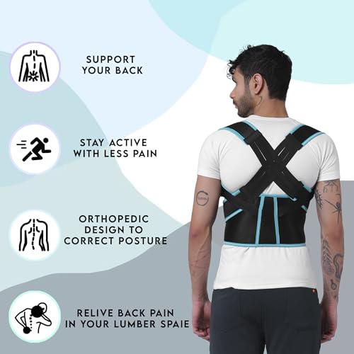 Image of ZEDAN Neoprene Posture Corrector Belt for Men & Women | Adjustable Shoulder & Neck Support Brace | Lightweight Back Straightener for Daily Posture Support