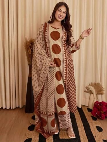 Image of Klosia Women Printed Straight Kurta and Pant Set with Dupatta | Printed Kurta Set | Cotton Kurta Set | Women Kurta Sets | Summer Suit |
