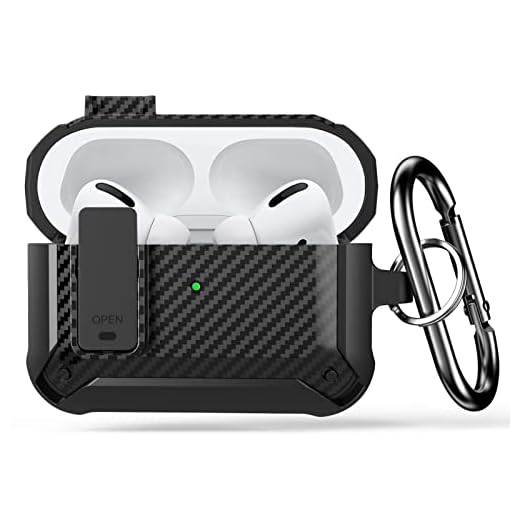 Lopnord Case for Airpod Pro Case Cover with Lock, Compatible for Airpods Pro 2nd Generation/1st Generation Case (2023/2022/2019), Shockproof Cover for iPod Pro Case Men Women