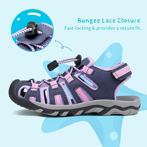 Image of DREAM PAIRS Boys Girls Summer Outdoor Athletic Sport Sandals Walking Water Hiking Hook and Loop Adjustable Multicolor for Toddler /Little /Big Kids