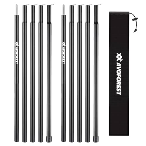 Tent Poles for Tarp, AVOFOREST Camping Tent Tarps Poles Adjustable Camping Accessories 76in Heavy Duty Poles Thicker Tent Pole with a Diameter of 0.65in for Backpacking Hiking Awning