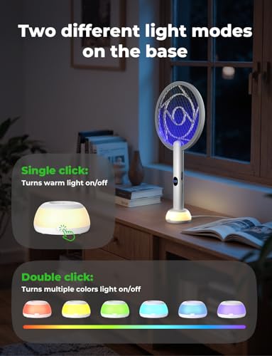 Image of YISSVIC Electric Fly Swatter Bug Zapper Racket 4000V LED Screen Dual Modes Fly Zapper Rechargeable for Indoor Home Office Backyard Patio Camping