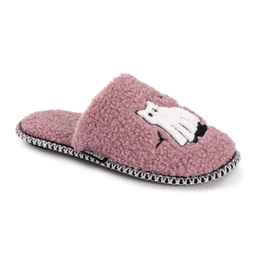 MUK LUKS Women's Novelty Punch Needle Ghost Cat Slipper, Large