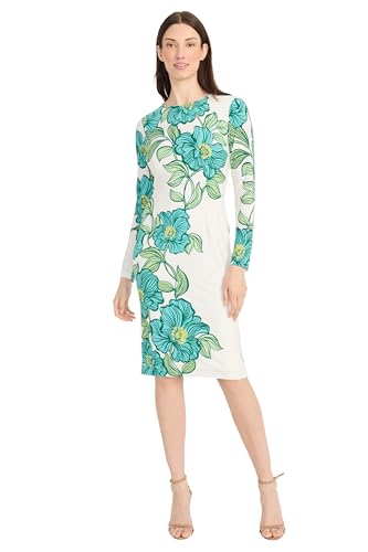 Image of Maggy London Womens Long Sleeve Floral Printed SheathCocktail Dress