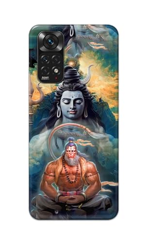 Image of PRINTFIDAA Printed Hard Back Cover Case for Mi Redmi Note 11 4G Back Cover (Lord Shiva and Hanuma) -112