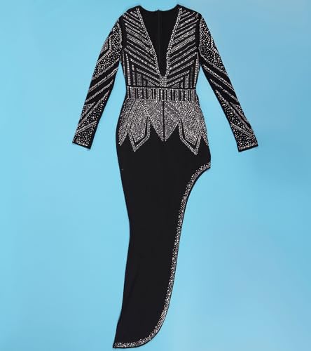 Image of Nagfar Women Rhinestone Sequin Birthday Party Sexy New Year Formal Dress