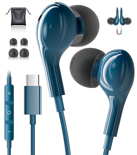 USB C Headphones for Samsung S26 S25 S24 Ultra S23 S22 A57 A56 A16 A17 Type C headphones with Microphone HiFi Wired Earbuds USB C Earphones for iPhone 17 iPhone 16 Google Pixel 10 9 Pro iPad A16 10th