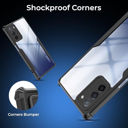 Image of A rtistque Clear Hard Transparent Acrylic Armor Back Cover Case for Oppo A55 5G | Shockproof TPU Edge Protection | Slim Protective Design | Oppo A55 Back Cover - Black