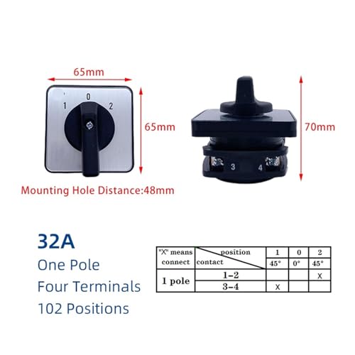 Conmutador rotativo de levas YMW2732A interruptor selector 3 posiciones 32A 3