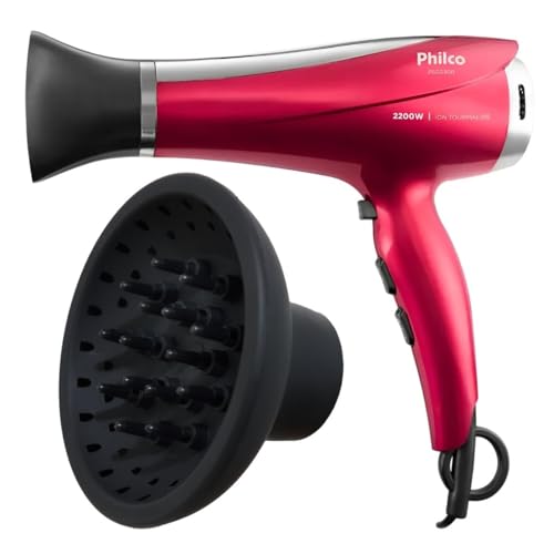 Secador de Cabelo Philco Profissional 2200W Íon Tourmaline com Difusor de Cachos - Bivolt