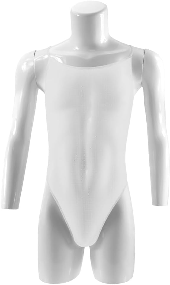 Men's One Piece High Cut Mesh Sheer Bodysuit Thong Leotard Jumpsuit Pajamas Underwear One Size fits XS-L