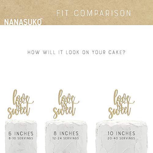 Nanasuko Sweet Table Cake Topper - Love Is Sweet - Double Sided Gold Glitter - Premium Quality Made In Usa #TOP2