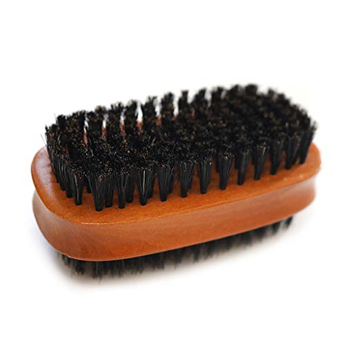 Rtengtunn Brosse à Chaussures, Brosse de Chaussure de Cheveux de Porc de Poils de Sanglier Sauvage à Double Face Brosse en Cuir PU de Nettoyage de Chaussures en Cuir PU Cover