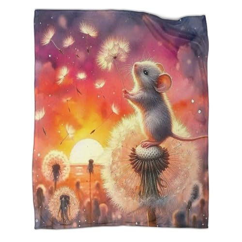 Couverture lit 150x200cm premium douce et chaude motif Souris 3D