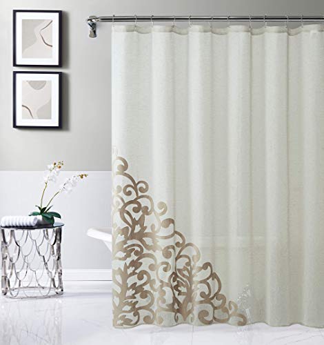Rideau de douche en tissu Dainty Home Natalscli lavable 180x180