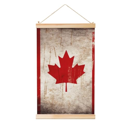 Peinture murale drapeau du Canada pour salon vintage chic en bois LHBWCVN