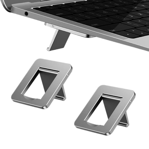 Image of SOOPII Mini Premium Metal Folding Portable, Lightweight Laptop Stand Non-Slip Base Tabletop Risers for 10-17 Inch Laptop & Keyboard Cooling Padstand Pack of 2pcs (JDL-20)