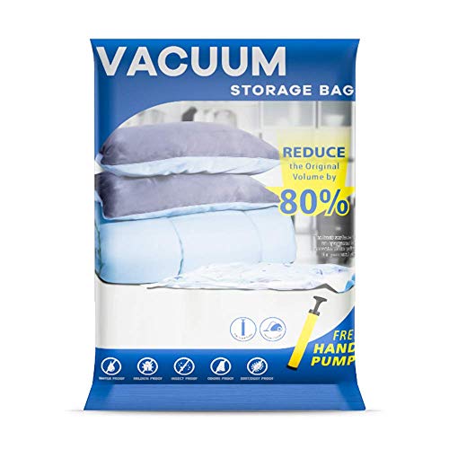 UOUNE Vacuum Storage Bags, 6 Jumbo (100 x 80cm) Reusable Space Saver Bags Vacuum Compression Zipper Storage Bags with Airtight Valve and Hand Pump,Work with Vacuum Cleaner