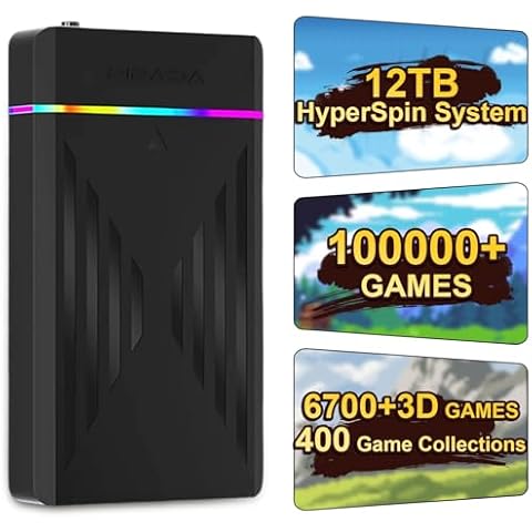 12TB Retro Game Hard Drive with 100000+ Classic Games,Retro Game Hard Compatible with 400+ Game Collection/Emulators,6700+3D Games,2500+3A Game Portable Game Hard Drive Compatible with Win7/8/10/11 Cover