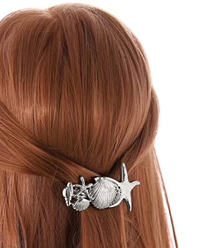 Zeshimb Boho Starfish Hair Clips Seashell Starfish Hair Barrette Clips Silver Shell Barrette Hairpin Vintage Starfish Metal Hairclips Accessory For Women And Girls #TOP1