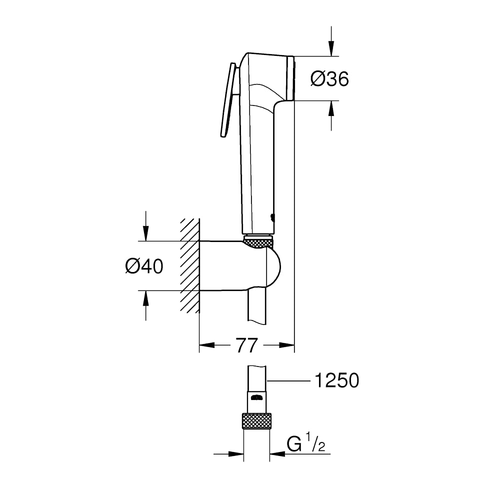 GROHE Tempesta, Bidet-Set für das WC (Bidet-Duschkopf mit 1 Strahlart, Duschschlauch 1,25m und Wandhalterung, langlebige Oberfläche, leicht zu reinigen), chrom, 27513001