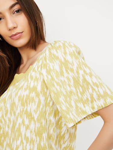 Image of Max Plus Size Women Printed Puffed Sleeve Top
