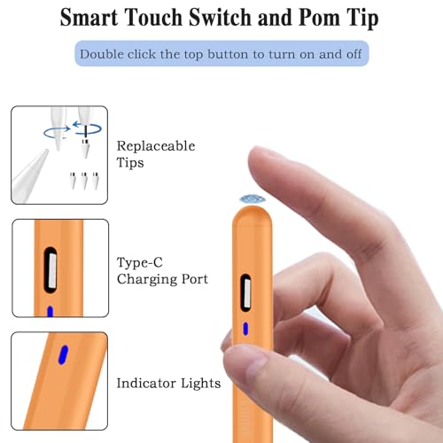 Image of Stylus Pen for Android Tablet,Tablet Pencil for iOS /Android,Rechargeable Active Stylus Pen for iPhone /Samsung /XiaoMi /Huawei /Vivo /Lenovo and Other Android Smartphones and Tablets-Orange