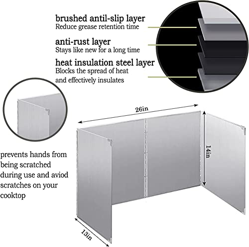 Ikotich Foldable Sided Splatter Guard, Grease Splatter Screen, Stainless Steel Oil Splatter Guard, Stove Splatter Guard Blocks,Grease Splatter Guard For Frying (4 Panels） #TOP2