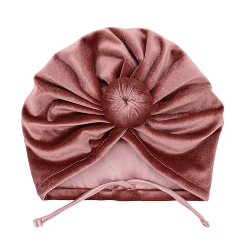 Image of Silky Satin Lined Turban Hat for Babies Infant Toddler Girls Boys Bonnet Newborn Cotton Beanie Little Kids Shower Caps