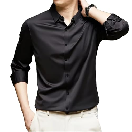 Chemise homme sans repassage USTZFTBCL manches longues couleur unie quatre saisons