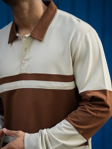 Image of Maniac || Mens || Color Block || Polo Neck || Full Sleeve || Cotton || T-Shirt
