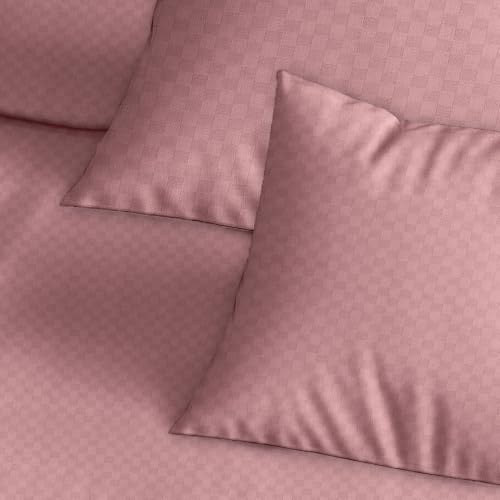 Image of Trance Home Linen 300TC 100% Cotton Jacquard Checks Pillow Covers | Set of 2 Pillow Cases |Standard Size (20 x 30 inch, Dusty Rose)