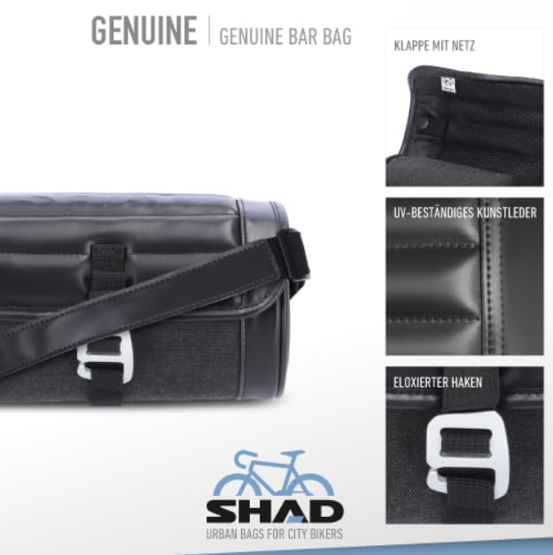 SHAD Bikes - lenkertasche Fahrrad klein Genuine Bar Bag 3L - Retro-Stil Lenkertasche Fahrrad - Kompakte und Elegante Fahrradtasche - wasserdichte Fahrradtasche aus Kunstleder - Tragkraft bis zu 2 kg