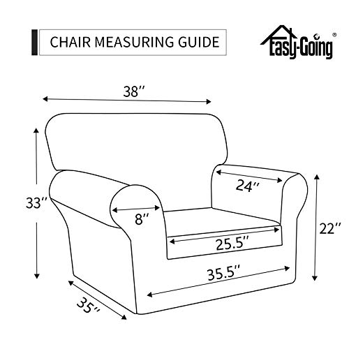Image of Easy-Going 2 Pieces Stretch Sofa Slipcover for Armchair Washable | Spandex Soft Fitted Sofa Couch Cover for Living Room Washable Furniture Protector with Bottom Kids Pet Greyish Green