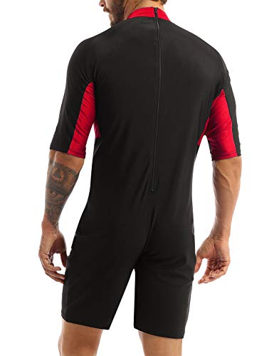 ACSUSS Mens Round Neck Half Sleeves Boxer Shorts Leotard Bodysuit Shorty Wetsuit Warm Swimwear2