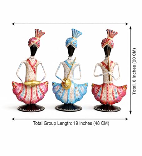 Image of Rajasthani Musician Figurine Handcrafted Sitting Sardar Showpiece | Traditional Indian Art Decor for Home, Living Room, Office, Shelf & Table Decoration