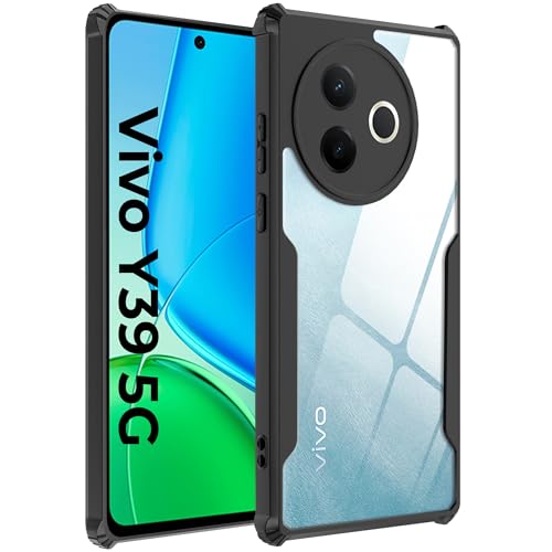 Image of A rtistque Clear Hard Transparent Acrylic Armor Anti-Drop Shockproof TPU Edge Back Cover Case for Vivo Y39 5G - Black