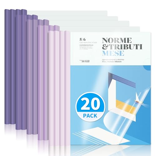 WORPSON 20 Pack, Clear Report Covers with Sliding Bar, 35-Sheet Capacity – Presentation Folders for A4 Sheets Size, Resume & Document Binders for Office, School, Business (Purple)