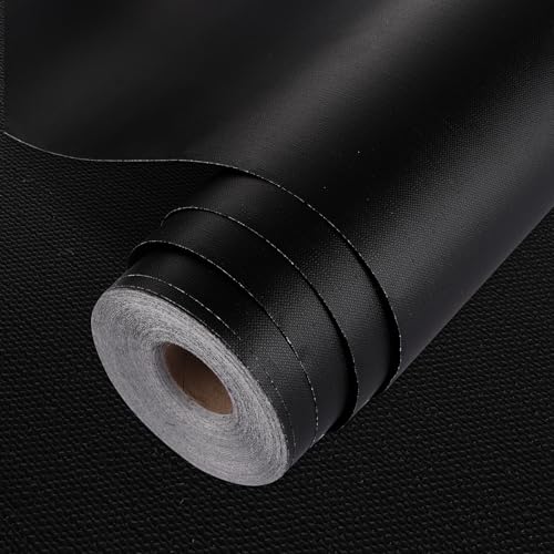 Image of YAYODS Self Adhesive Black Wallpaper, 40CMx20M Peel and Stick Vinyl Wallpaper, Matte Black Contact Paper, Waterproof Thick Stickers for Furniture Cabinets, Countertops, Wall Covering