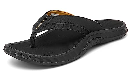 ChayChax Men's Flip Flops Arch Support Beach Sandals Outdoor Sport Thong Sandal with Soft Footbed