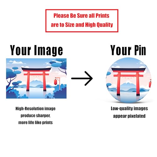 image for VulgrCo Custom Pins, Design Your Own Pinback Buttons, Personalized Log