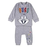 Chándal de Bugs Bunny - Sudadera y Pantalón - Talla 9 Meses - Elaborado con Algodón 100% - Color Gris - Cierre de Botones y Ajuste con Elástico - Producto Original Diseñado en España